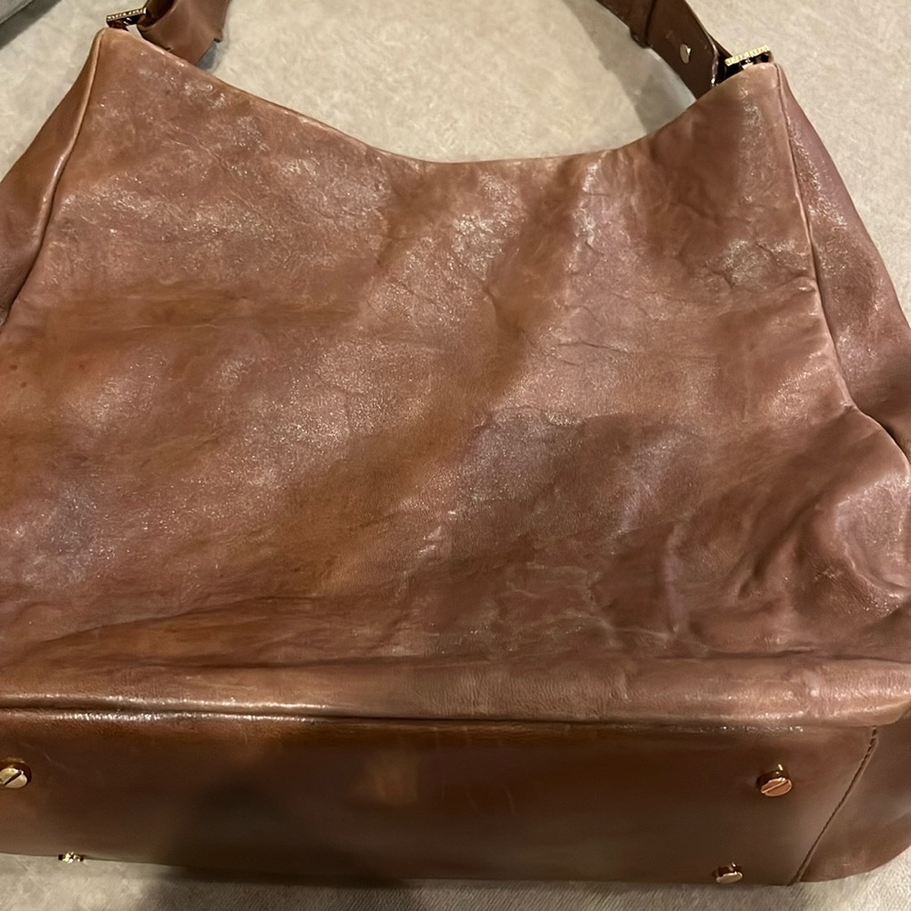 Tory Burch Cognac Brown Leather Hobo Handbag Shoulder Bag Classic Vintage - Picture 14 of 16